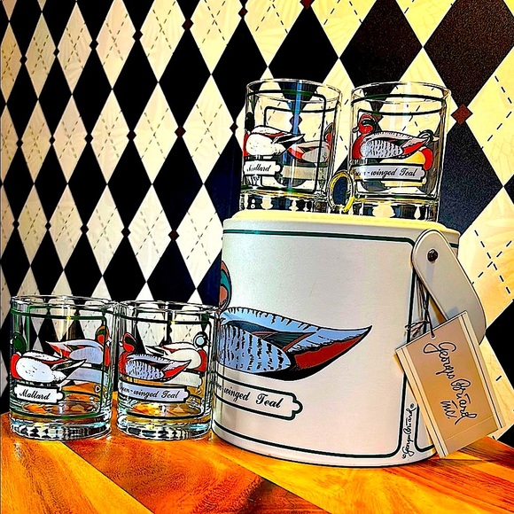 Vintage Georges Briard Ice Cooler with Lid & 4 Glass Set - Picture 15 of 16